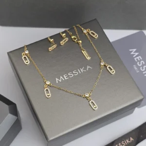 طقم ميسكا سلسال واقراط ذهبي